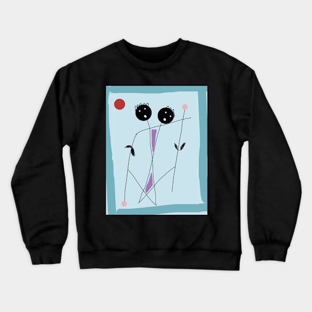 Kids Crossing Stick Figure Crewneck Sweatshirt by Eigo Wild